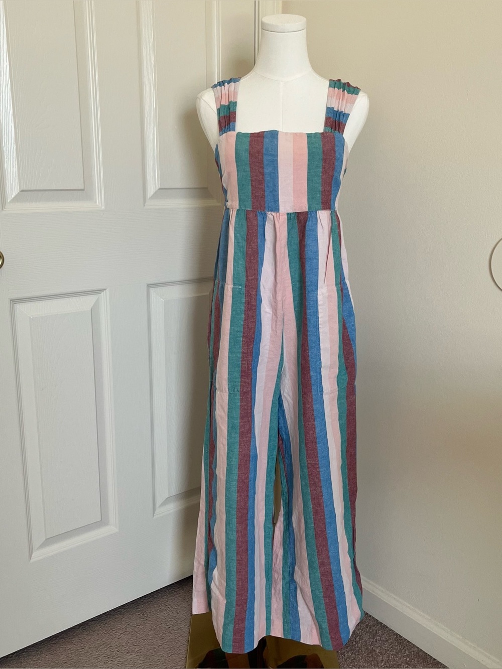 Madewell Colorful Striped Jumpsuit Cotton Linen Blend Womens Size 4 Summer
